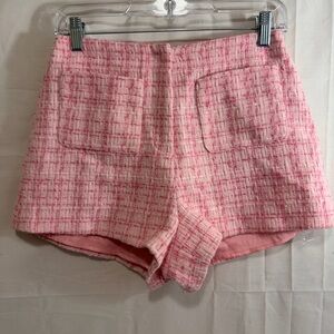 Astr The Label Womens High Waist Pink & Metallic Tweed Shorts XS